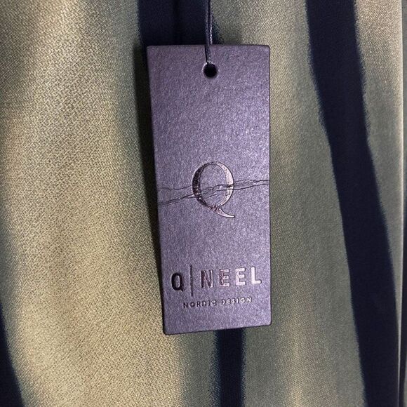 Q Neel 24 Green Stripe Dress Set Art To Wear Lagenlook Sheer Wavy - Picture 2 of 6